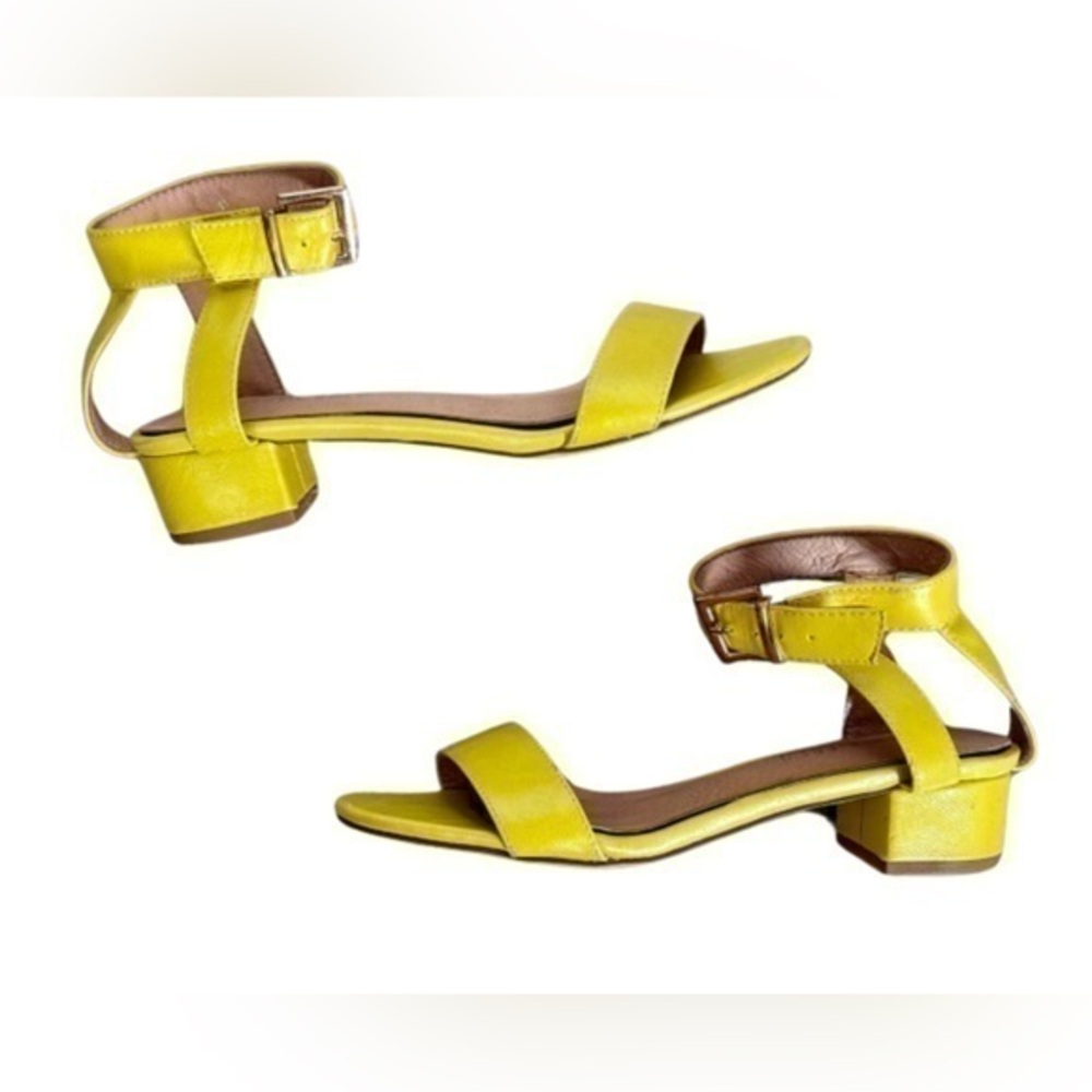 Chelsea Crew Bright Yellow Block Heels with Ankle Strap